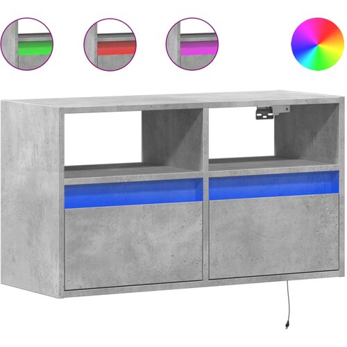 Maison Chic Stenska TV omarica - TV stojalo - Televizijska omarica z LED lučkami betonsko siva 80x31x45 cm, (21699479) Slike