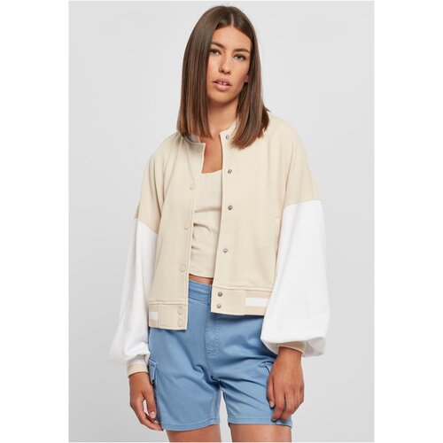 UC Curvy Ladies Oversized 2 Tone College Terry Jacket softseagrass/white Cene