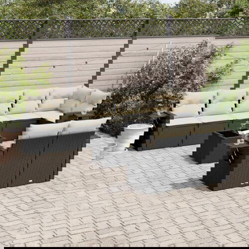 vidaXL Vrtna sedežna garnitura 9-delna z blazinami črn poli ratan Cene