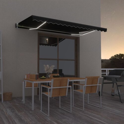 vidaXL Avtomatska tenda LED + senzor 450x350 cm antracitna Cene