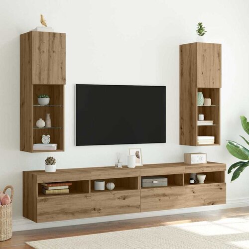  ormarići s LED svjetlima 2 kom boja hrasta 30,5x30x102 cm Cijene