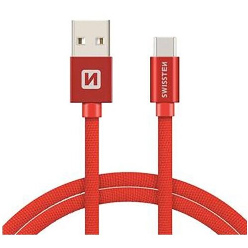 Swissten Kabel USB-C platneni 1.2 m, crveni Cijene