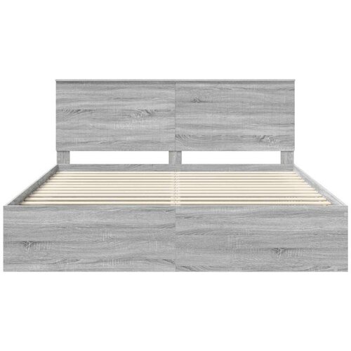  Okvir za krevet s uzglavljem Siva Sonoma 200 x 200 cm Slike