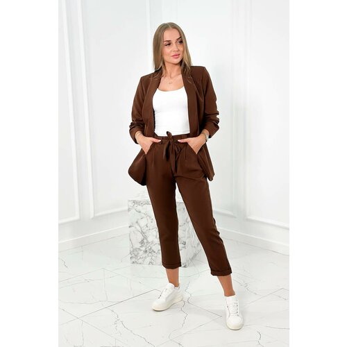 Kesi Elegant jacket set with brown tied trousers at the front Slike