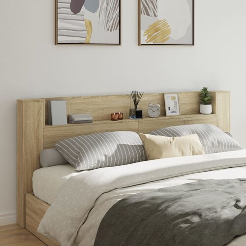 VidaXL Ormarić za uzglavlje LED boja hrasta sonome 220x16 5x103 5 cm Slike