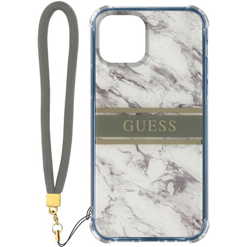 Guess Ovitek za iPhone 13 Mini z zapestnico Marble Pattern - bel, (20524427) Cene