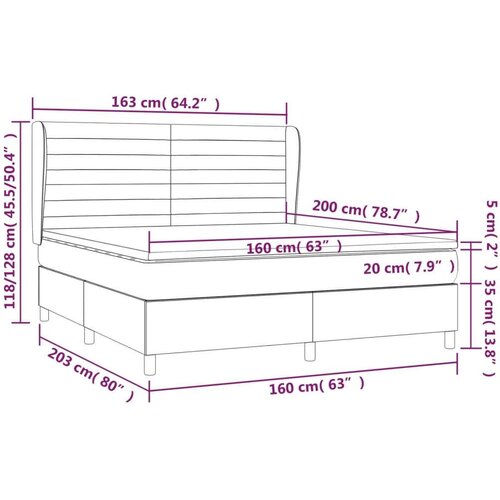  Krevet s oprugama i madracem crni 160x200 cm od tkanine Slike
