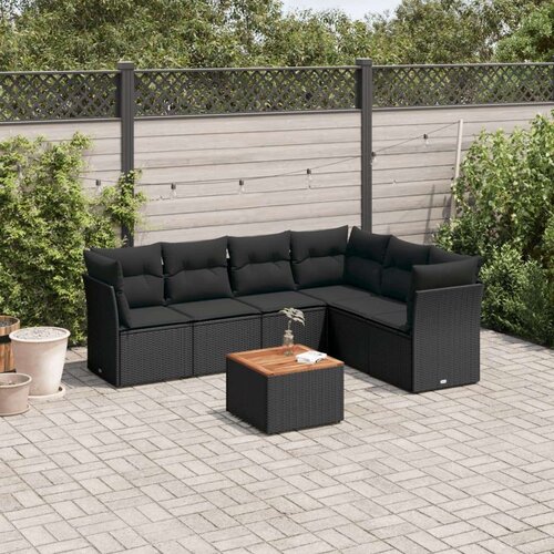  7-dijelni set vrtnih sofa od poliratana s jastucima crni Cijene