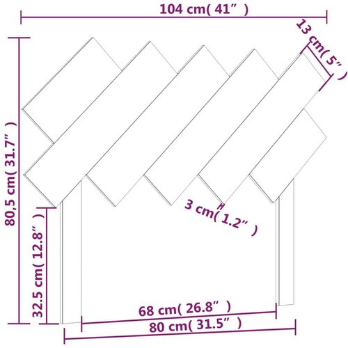  Uzglavlje za krevet boja meda 104x3x80 5 cm masivna borovina Slike