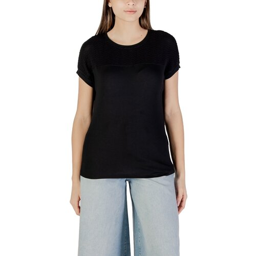 Street One Majice s kratkimi rokavi shirt w.ajour yoke 323137 Črna Cene