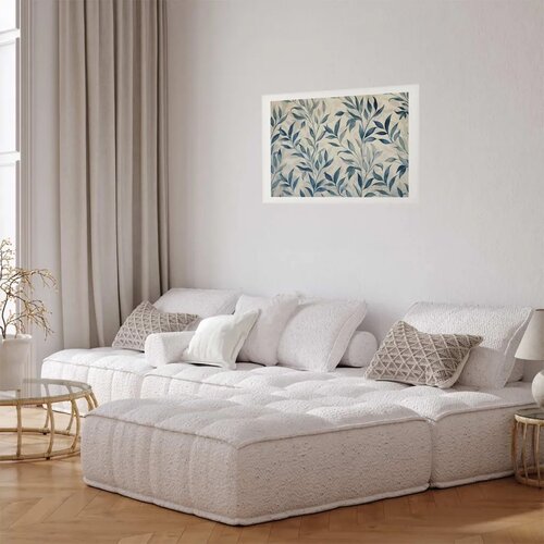  Plakat - Delicate Botanical Motif with Blue Leaves 30x21 Bez okvira s margom Slike