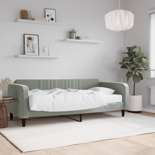 vidaXL Dnevna postelja z vzmetnico svetlo siva 90x200 cm žamet Cene