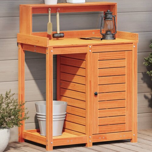 vidaXL miza za sajenje s policami rjava 82,5x50x109,5 cm borovina Cene