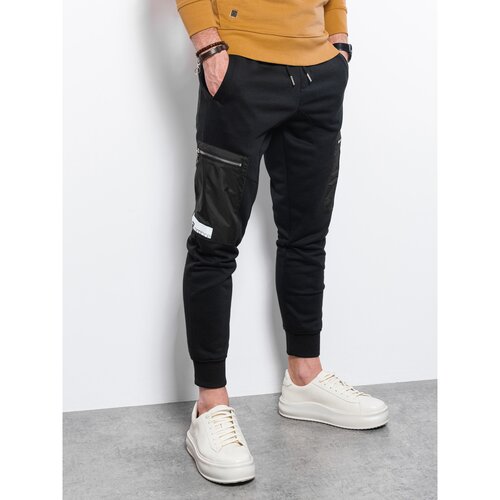 Ombre Spodnji deli trenirke Mo&amp;scaron;ke hlače (P917BLACK) pisana Slike