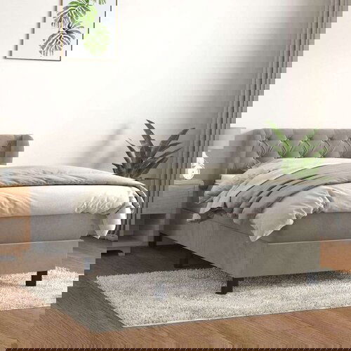 Box spring postelja z vzmetnico svetlo siva 80x200 cm žamet, (20899093) Slike