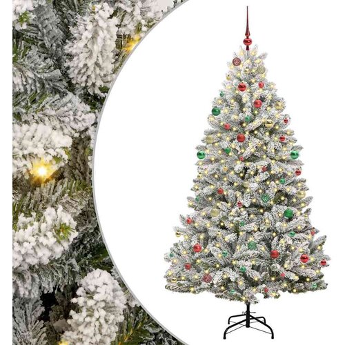 VidaXL Umjetno božićno drvce Zelena i bijela 210 cm PVC i metal Slike