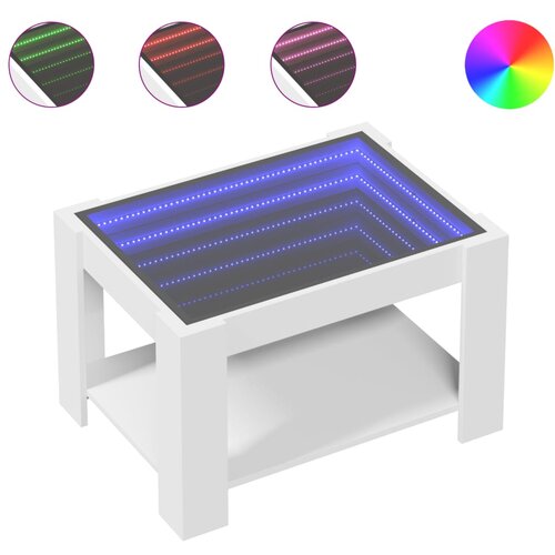 Maison Chic Klubska mizica - kavna mizica - Nizka mizica LED bela 53x53x45 cm inženirski les, (21755382) Cene