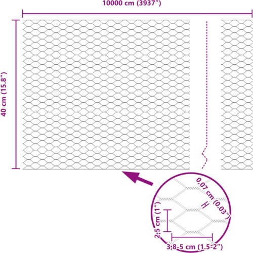 vidaXL Šesterokotna ograja Zelena 0.4x100 m Jeklo, Ograjni stebri 13 kosov Zelena Ø32 mm 80 cm Galvanizirano jeklo Cene