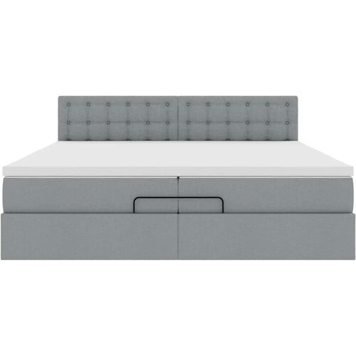 VidaXL okvir kreveta s madracima svijetlosivi 200x200cm od tkanine Slike