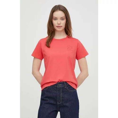 PepeJeans Bombažna kratka majica ženski, rdeča barva