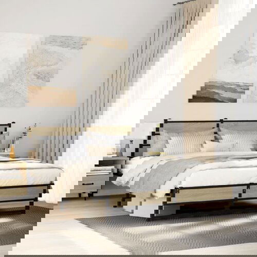 VidaXL Kovinski posteljni okvir brez vzmetnice sonoma hrast 160x200 cm Slike