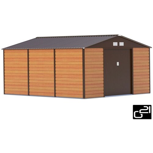Termo vrtna kovinska hi&amp;scaron;ka-uta-lopa 12,9 m2 &amp;ndash; 3,4 m x 3,8 m - rjava Slike