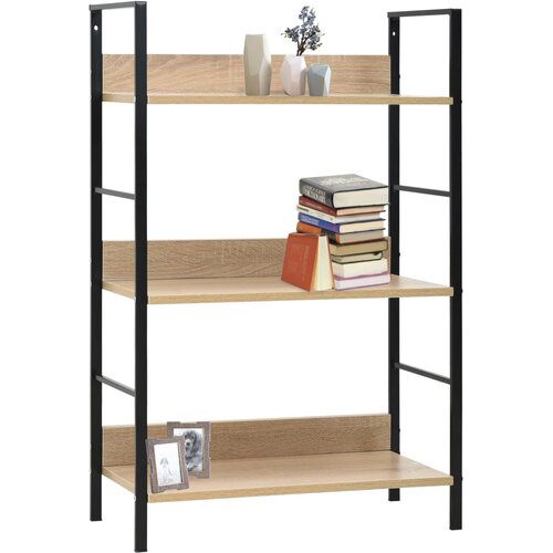 Maison Chic Knjižna omara - Knjižna polica - Knjižni regal 3-nadstropna hrast 60x27,6x90,5 cm inž. les, (21723084) Slike