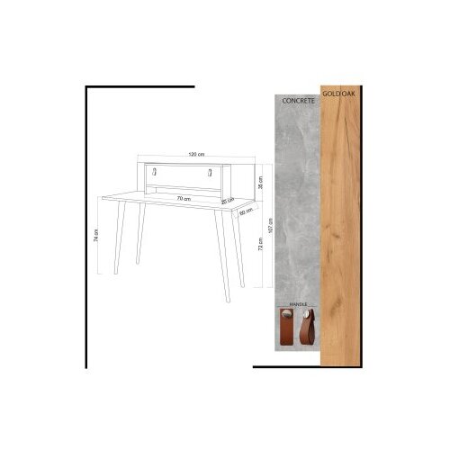 Hanah home Radni sto 120x107x60cm Hrast-Bijela Slike
