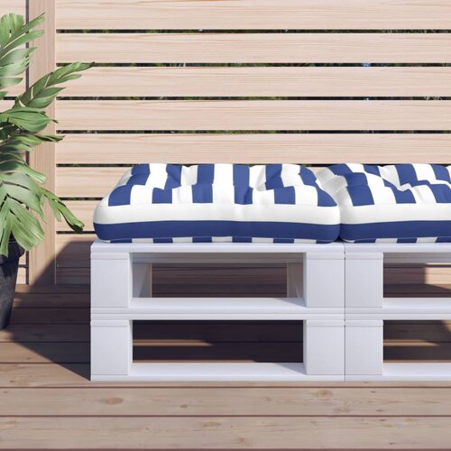 vidaXL Blazina za palete modro bele črte 50x50x12 cm blago Cene