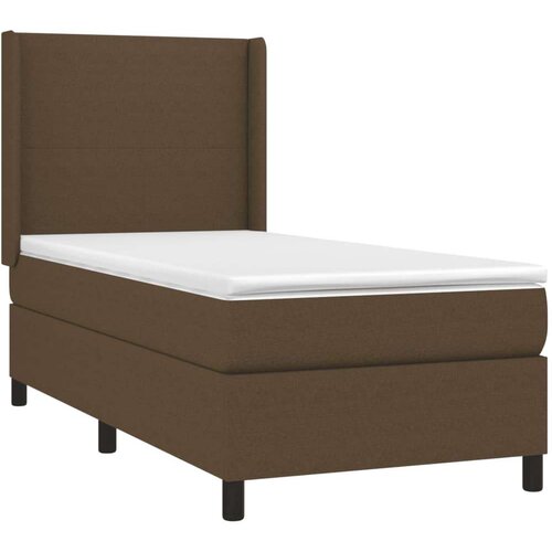  Krevet box spring s madracem LED tamnosmeđi 90x200 cm tkanina Slike