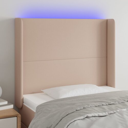 VidaXL LED uzglavlje boja cappuccina 93x16x118/128 cm od umjetne kože Slike