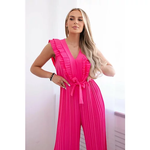 Kesi Pleated jumpsuit with pink ruffles