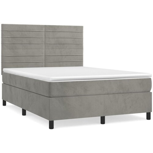 Maison Chic Box spring postelja - Vzmetna postelja z vzmetnico svetlo siva 140x200 cm žamet SL16247, (21895987) Cene