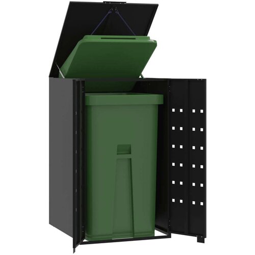VidaXL Spremi&amp;scaron;te za jednu kantu za otpad crno 69 x 79 x 117 cm čelično Slike