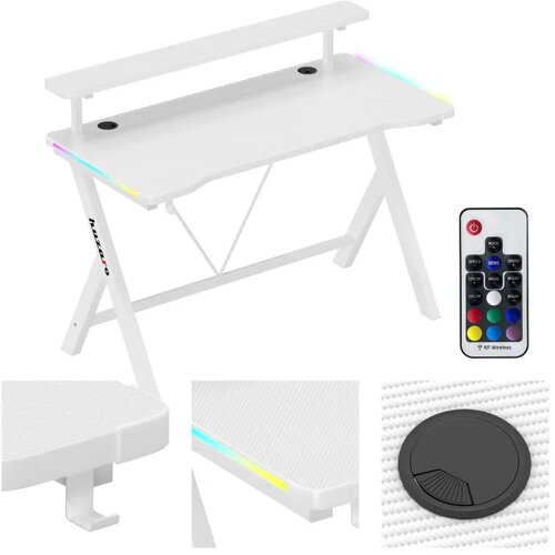 Hero Gaming stol 1.9 RGB bijeli 120 cm Slike