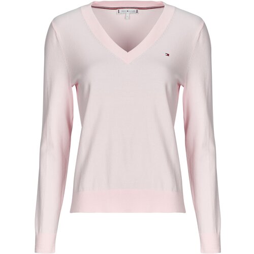 Tommy Hilfiger Puloverji CO JERSEY STITCH LS V-NK SWEATER Rožnata Slike