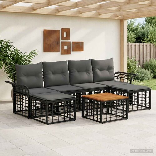  Set vanjskih sofa 7 kom. Crna i tamno siva Poliester Cene