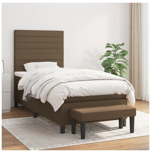 vidaXL Box spring postelja z vzmetnico temno rjava 100x200 c Cene