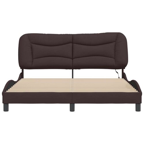  Okvir kreveta s LED svjetlima tamnosmeđi 160x200 cm od tkanine Slike