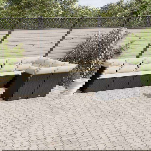  9-dijelni set vrtnih sofa s jastucima crni od poliratana Cijene