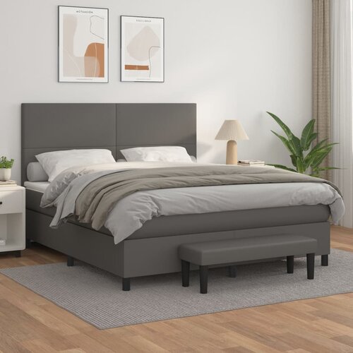  The Living Store Box spring postelja z vzmetnico siva 180x200 cm umetno usnje - Box Spring Postelja, (21517095) Slike