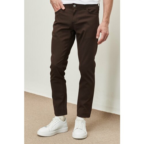 ALTINYILDIZ CLASSICS Men's Brown Slim Fit Slim Fit Dobby Flexible Casual Trousers Cene