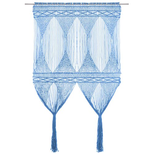  Zavjesa s makrameom plava 140 x 240 cm pamučna Slike