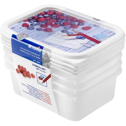 Plastične posode za shranjevanje hrane DOMINO komplet kozarcev za zamrzovanje 4 x 0,5 L Cene