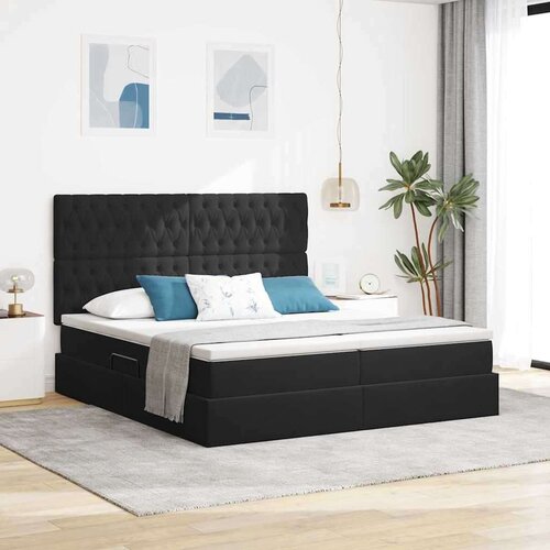  Postelja s shranjevanjem z vzmetnico Črna 180 x 200 cm Žamet, (5000099611) Cene