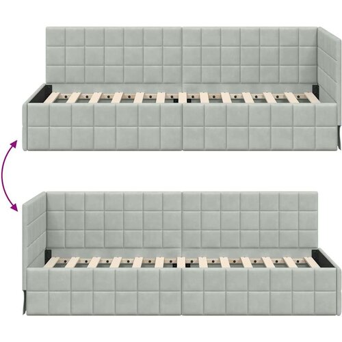 VidaXL kutni okvir kreveta s uzglavljem svjetlosiva 80 x 200 cm bar&amp;scaron;un Slike