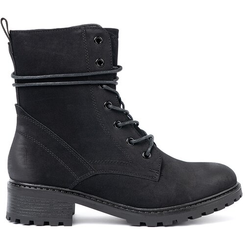 Shelvt Fashionable black worker boots with decorative lacing Slike