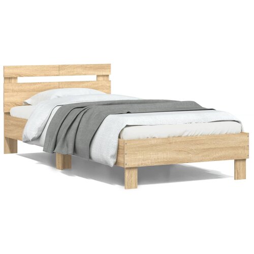 VidaXL Okvir za krevet s uzglavljem boja hrasta 100x200 cm drveni Slike