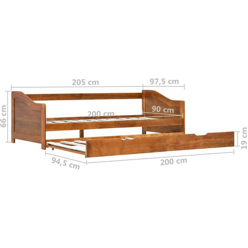  Okvir za krevet na razvlačenje od borovine boja meda 90x200 cm Slike