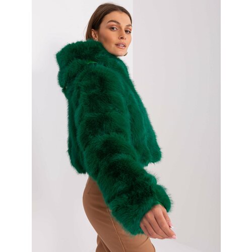 Fashion Hunters Dark green faux fur short jacket Slike
